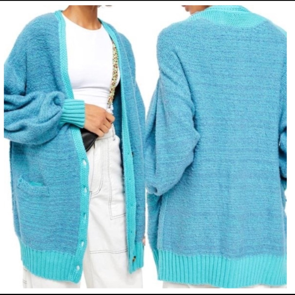 New Free People Snow Drop Cardigan Blue